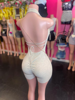 Hype Me Up Romper (Oat Color)