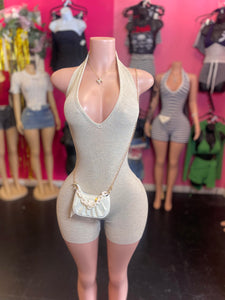 Hype Me Up Romper (Oat Color)