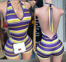 Load image into Gallery viewer, LSU Stripe Romper